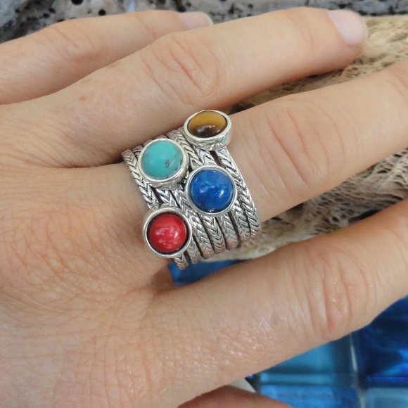 ⃘💍Stackable Gemstone Ring Set✨⃘ - Picture 7 of 15